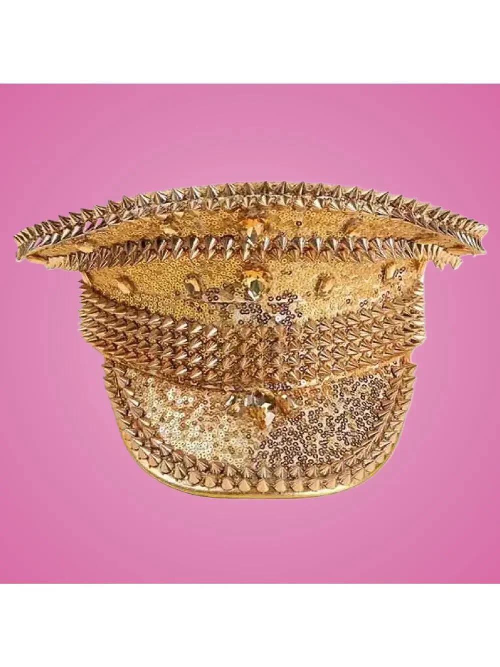 Gold Punk Style Rock N Roller Spike Hat For Night Club or Costume